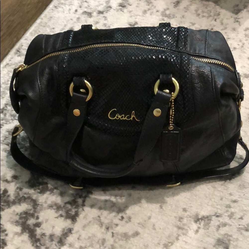 Coach Ashley Leather Satchel | Black on Black